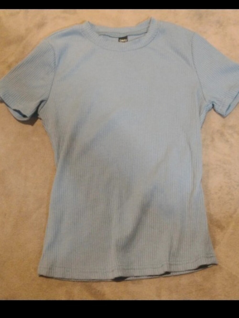 Dazy SHEIN Light Blue Ribbed Short Sleeve T-Shirt - Large
